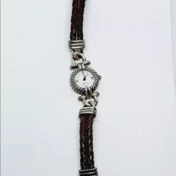 Vintage Brighton Savanna watch silver plate & brown leather strap # E - Picture 5 of 13